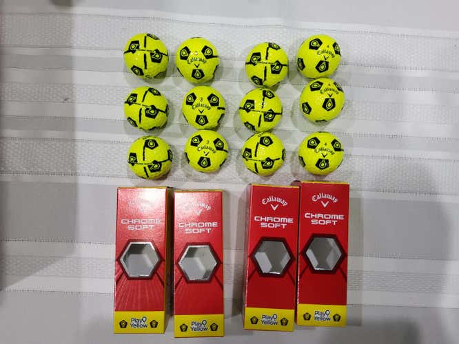 12 Yellow & Black Used Callaway Truvis Balls (Play Yellow)