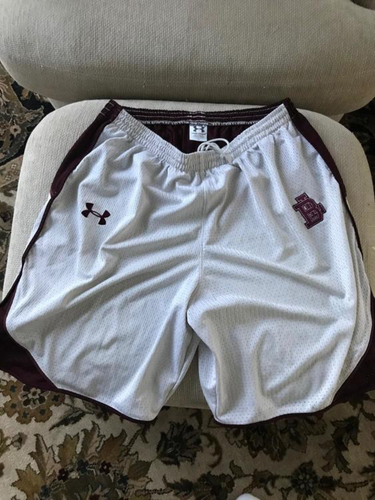 Team Issue BOYS LATIN Lakers Under Armor Game Shorts (rare- white & maroon, LG, player/team issued)