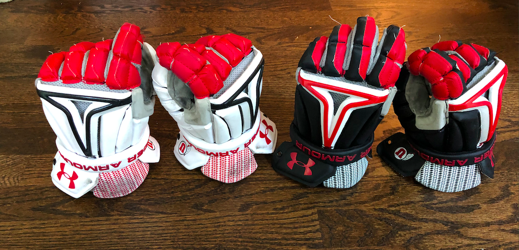 Utah Team issued White And Black Player's Under Armour BioFit Lacrosse Gloves