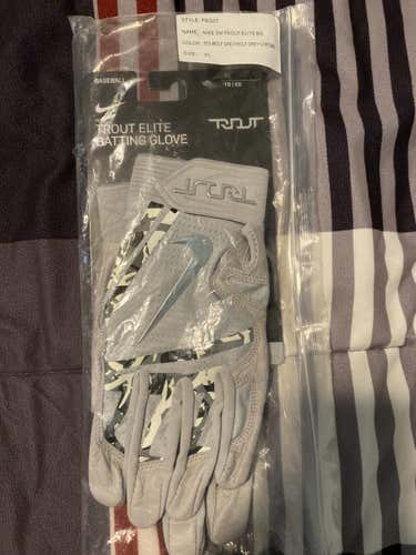 Gray New XL Nike Trout Elite Batting Gloves