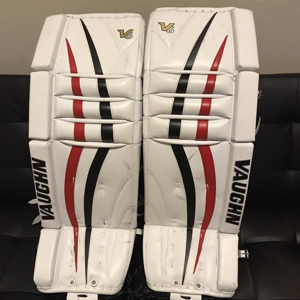 White Senior 32" Vaughn Velocity V6 Goalie Leg Pads