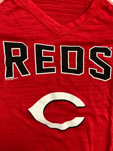 Cincinnati Reds Soft as a Grape Women's Plus Size V-Neck Jersey T