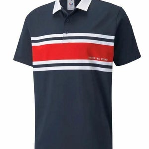 PUMA Golf 2021 Mattr Volition Flight Deck Men's Polo Navy Blazer Medium M #43235