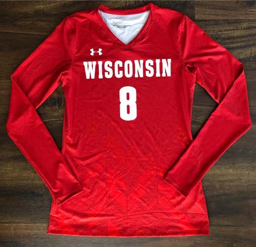 Wisconsin UA Armourfuse V-Neck LS Volleyball Jersey