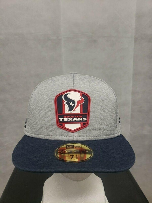 LIDS CUSTOM 59FIFTY NEW ERA HOUSTON TEXANS GREY RED GOLD 7 3/8 HAT CAP NFL  RARE