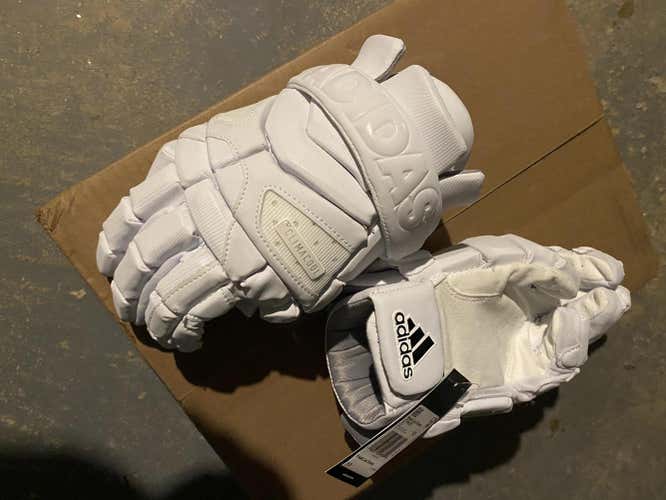 New White Adidas Freak Lacrosse Gloves 13"