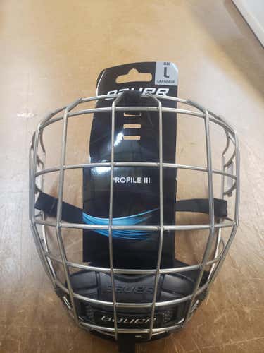 New Large Bauer Profile III Silver Facemask