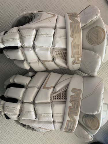 White Used Maverik 13" M4 Lacrosse Gloves