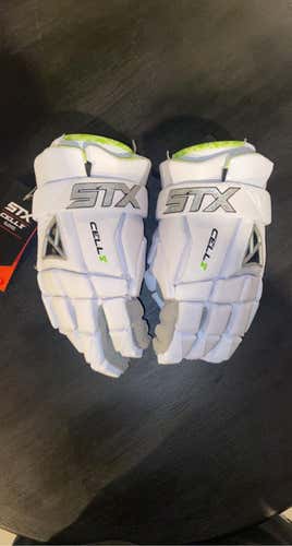 New White STX Cell V Lacrosse Gloves