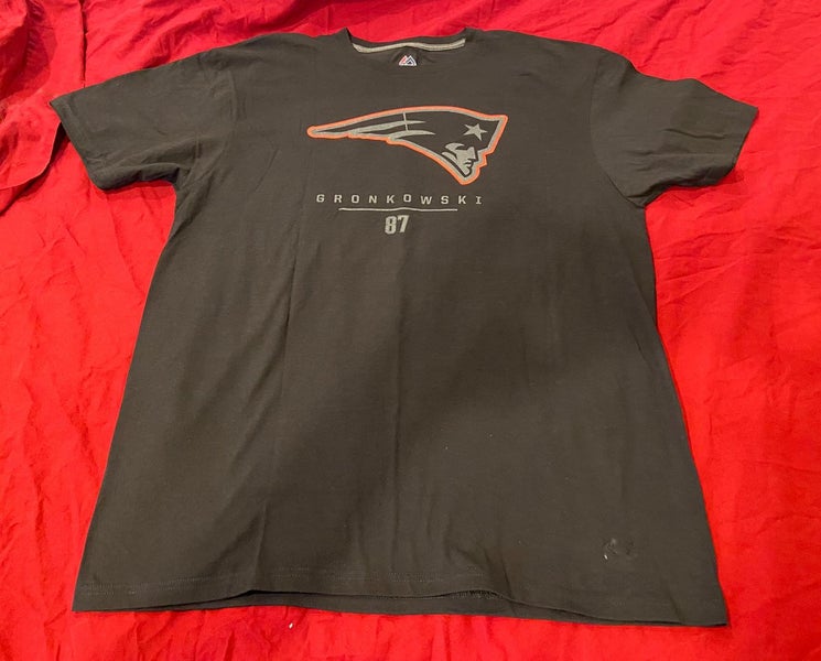 87 Rob Gronkowski New England Patriots 2-Sided Black Adult XL Majestic NFL  T-Shirt - NEW