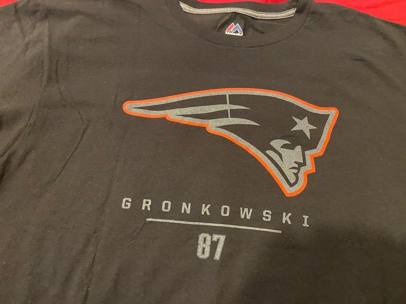 87 Rob Gronkowski New England Patriots 2-Sided Black Adult XL Majestic NFL  T-Shirt - NEW