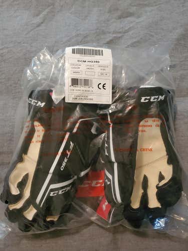 Black New Senior CCM JetSpeed FT350 Gloves 14" Pro Stock