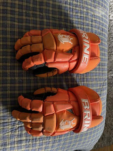 Orange Used Player's Brine 11" King Superlight II Lacrosse Gloves