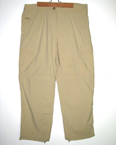 ExOfficio Insect Shield Women's Tan Nylon Zip-off Convertible Pants Shorts~Sz.14