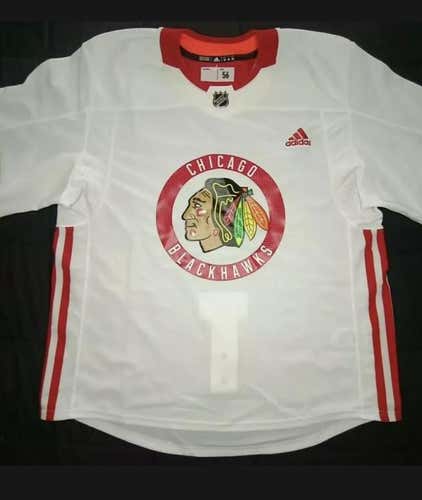 Made In Canada Adidas Pro Hockey practice Jersey Chicago Blackhawks white