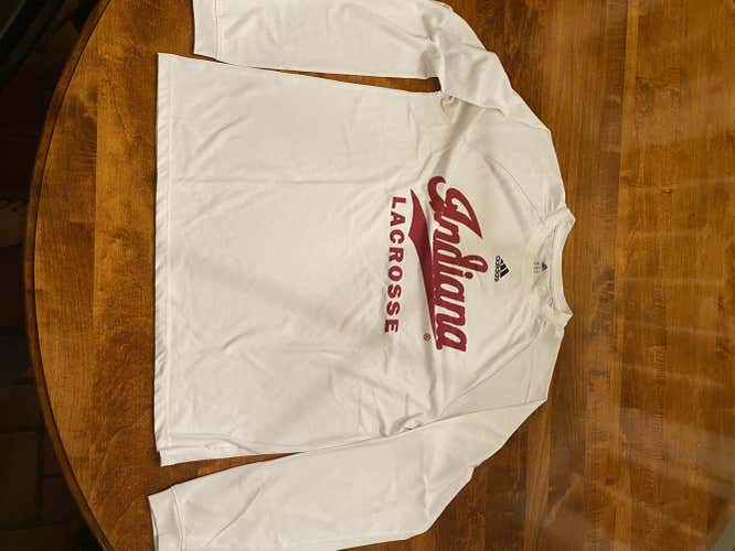 White Used IU Men's Lacrosse Adult Medium Adidas Shirt