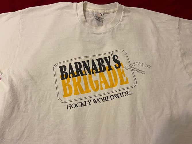 RARE Matthew Barnaby Pittsburgh Penguins era “Brigade” White XXL T-Shirt - USED