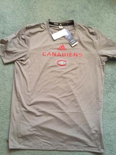 NEW WITH TAGS ADIDAS SHIRT- MONTREAL CANADIENS UNDER THE LIGHTS NHL TRAINING TSHIRT MEN'S LARGE