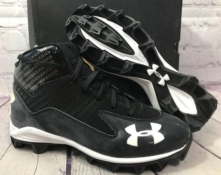 Under Armour Boys Hammer Mid RM Jr. Black Football Cleats Size 5Y New With Box