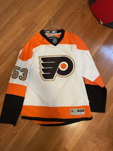 Shayne Gostisbehere Philadelphia Flyers Reebok 50th Anniversary Gold Trim Authentic Jersey Large.