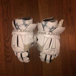 White Used Under Armour  Command Pro Lacrosse Gloves