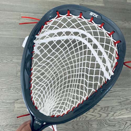 Grey STX Eclipse 2 w/ 12D Grizzly 2x Mesh - Goalie Head StringKing Eclipse II - Silver