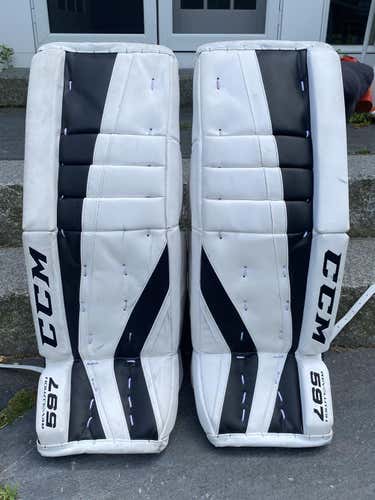 White Intermediate 30" CCM  Revolution 597 Goalie Leg Pads