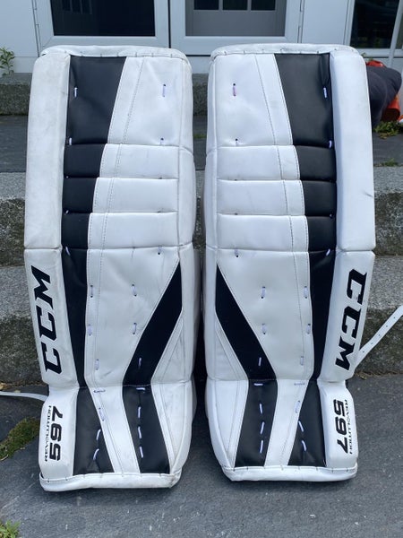 White Intermediate 30" CCM Revolution 597 Goalie Leg Pads