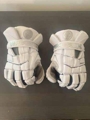 White New Maverik 13" M4 Lacrosse Gloves