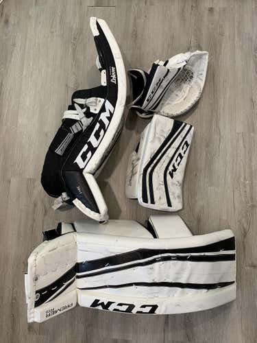 White Used Senior 34" CCM Regular Premier R1.5 Goalie Full Set