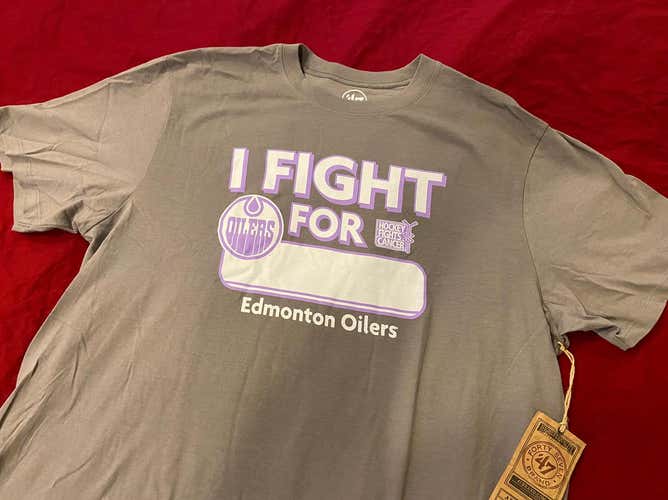 NHL Edmonton Oilers '47 Hockey Fights Cancer Flanker Gray T-Shirt * NEW