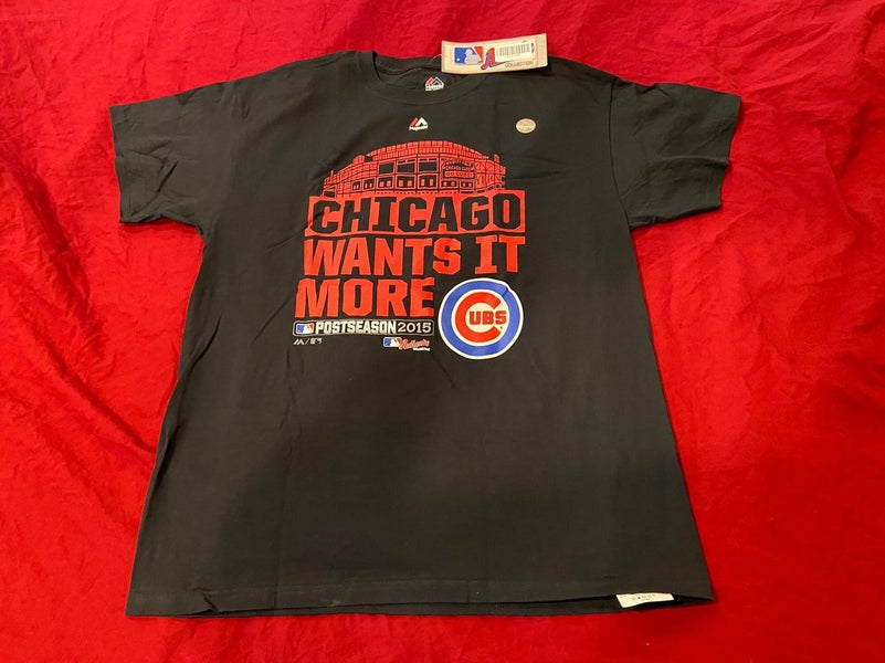 MLB Chicago Cubs Majestic 2015 Playoff Wants it More Locker Room T-Shirt -  Black