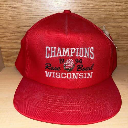 Vintage Badgers Hat BUNDLE OF 2 - 1994 Wisconsin Badgers Rose Bowl Champs Snapback Hat Bucky 90s NWT
