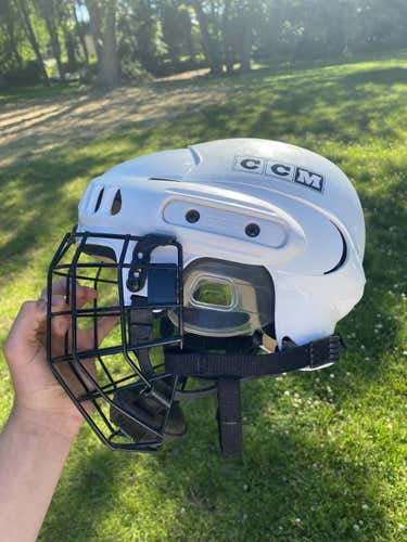 White CCM Hockey Helmet