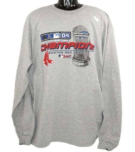 Boston Red Sox Grey XL - Long Sleeve Men Shirt - MLB World Series Champions 2004
