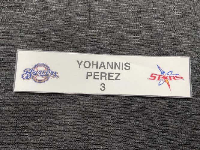 MiLB Yohannis Perez Huntsville Stars Locker Room Clubhouse Nameplate Tag - Milwaukee Brewers