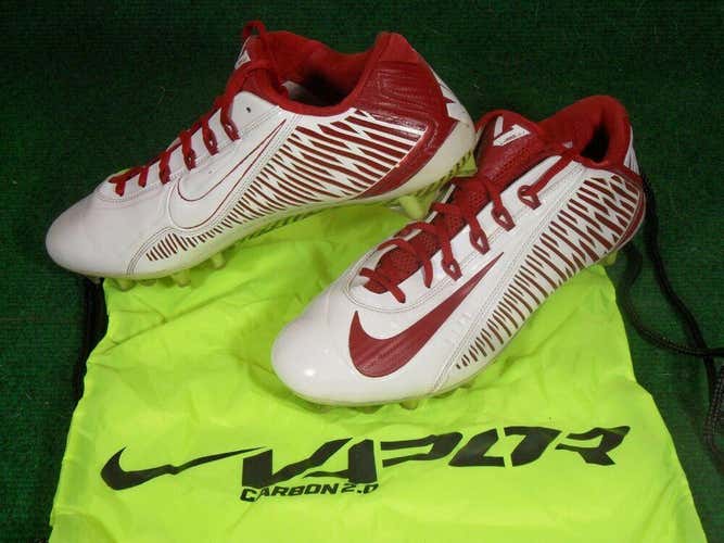 Used Nike Vapor Carbon Elite 2.0 2014 TD Low Football Cleats White Crimson 11.5