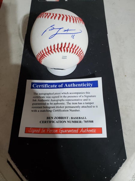 Ben Zobrist 2016 WS MVP Signed World Series Logo Baseball MLB Holo Fanatics