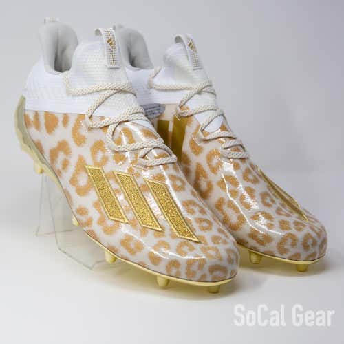 Sz 15 Adidas Adizero Anniversary White Gold Animal Print low cut Football / Lacrosse Cleats Sz 15
