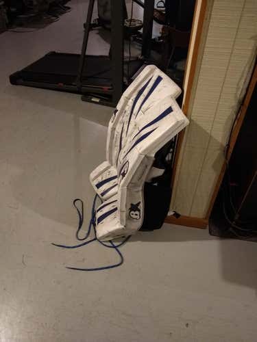 White Used Senior 36" Brian's NetZero Goalie Leg Pads Pro Stock