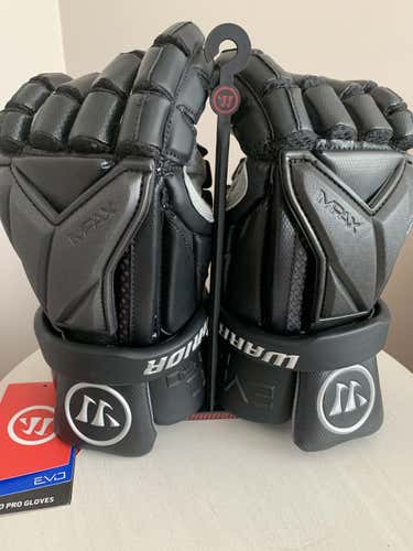 Black New Player's Warrior 13" Evo Pro Lacrosse Gloves
