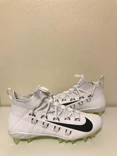 Nike Alpha Huarache 6 LAX White Neon Yellow Black Men Lacrosse Cleats Size 12