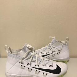 Nike Alpha Huarache 6 LAX White Neon Yellow Black Men Lacrosse Cleats Size 12