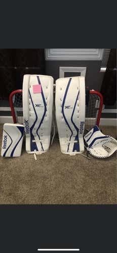 White Senior 35" Reebok Premier XLT Goalie Leg Pads