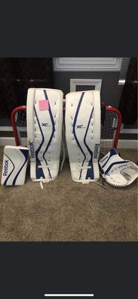 White Senior 35" Reebok Premier XLT Goalie Leg Pads