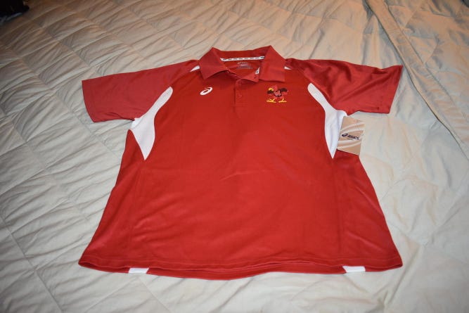 NEW - Asics Resolution Polo Shirt, Cardinals, Red, Medium