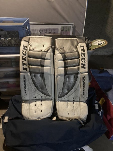 White Used Senior 33" Itech Goalie Leg Pads