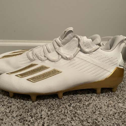 (Size 9.5) Adidas Adizero White/Gold Men's Molded Cleats Football/Lacrose