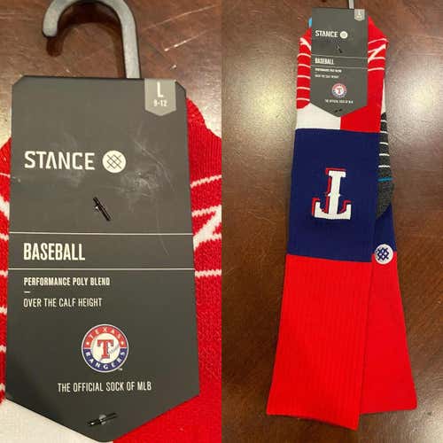 MLB Texas Rangers Large Over The Calf Baseball Socks by Stance * NEW