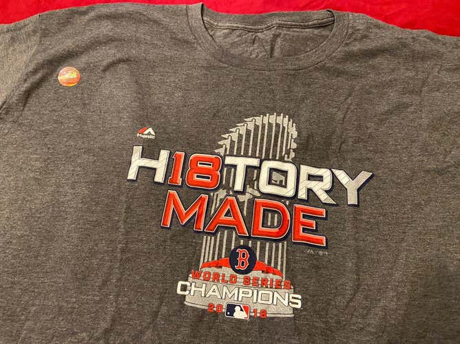 Boston Red Sox Majestic 2018 World Series Champions Locker Room T-Shirt - Charcoal 4XL * NEW